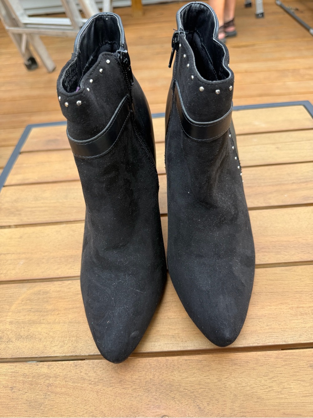 Black Studded Pointed Toe Ankle Boots - Women - Rouge size 11
